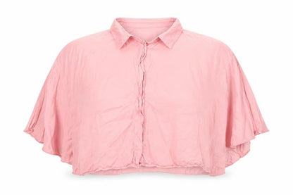 Zara Womens Pink Collared Cropped Blouse Size 18 Relaxed Fit