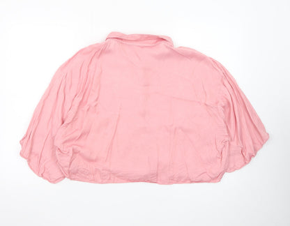 Zara Womens Pink Collared Cropped Blouse Size 18 Relaxed Fit