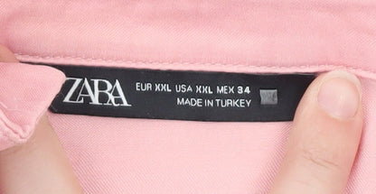 Zara Womens Pink Collared Cropped Blouse Size 18 Relaxed Fit