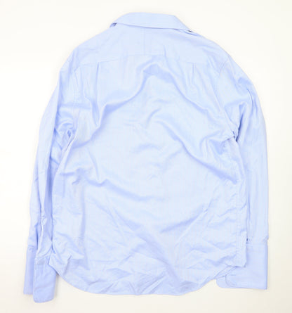 Marks and Spencer Men's Blue Regular Fit Dress Shirt 16.5in Cotton