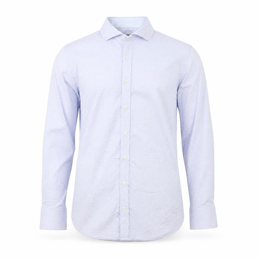 Front view of Jaeger Men's Blue Regular Fit Long Sleeve Dress Shirt 16.5in Collar