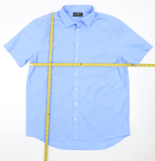 Marks and Spencer Men's Blue 17 Inch Regular Short Sleeve Dress Shirt