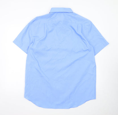Marks and Spencer Men's Blue 17 Inch Regular Short Sleeve Dress Shirt