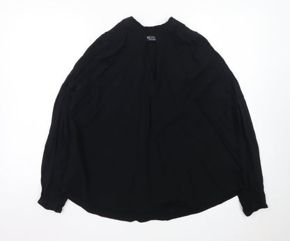 Marks and Spencer Womens Black Chiffon Long Sleeve Tunic Blouse Size 14