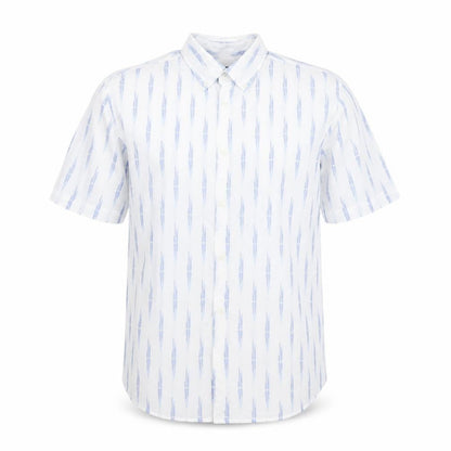 Marks and Spencer Men's White Geometric Short Sleeve Regular Fit Shirt S