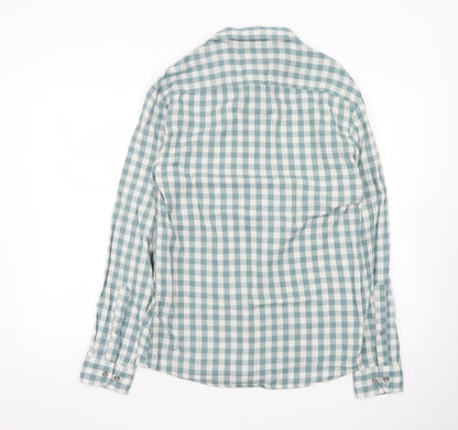 Marks and Spencer Men's Blue Check Regular Fit Cotton Shirt S
