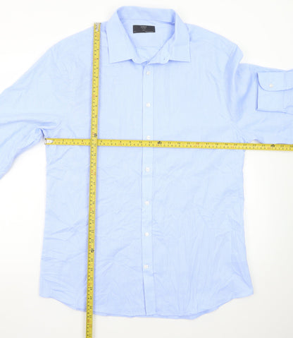 Marks and Spencer Men's Blue 17 Slim Fit Long Sleeve Dress Shirt