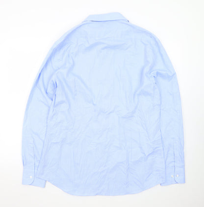 Marks and Spencer Men's Blue 17 Slim Fit Long Sleeve Dress Shirt