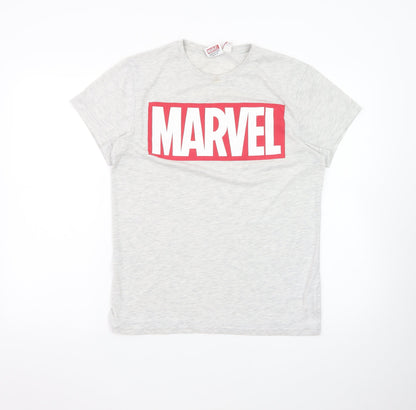 Marvel Boys Grey Short Sleeve Crew Neck Logo T-Shirt Size M