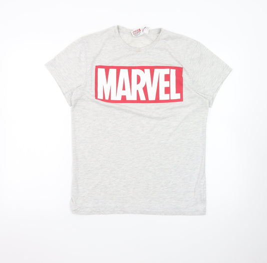 Marvel Boys Grey Short Sleeve Crew Neck Logo T-Shirt Size M