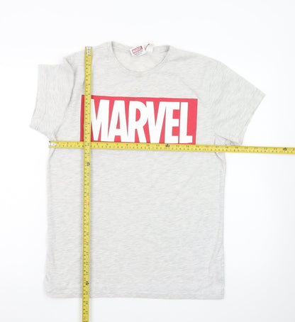 Marvel Boys Grey Short Sleeve Crew Neck Logo T-Shirt Size M