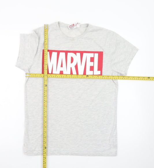 Marvel Boys Grey Short Sleeve Crew Neck Logo T-Shirt Size M