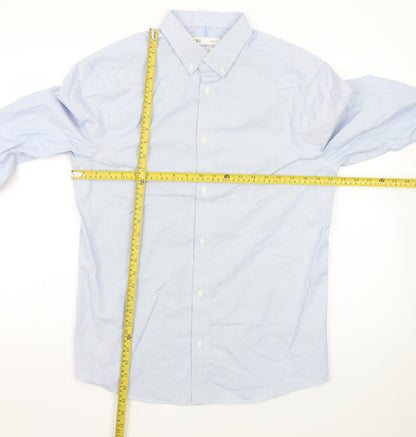 Marks and Spencer Men's Blue Slim Fit Long Sleeve Dress Shirt L