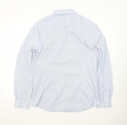 Marks and Spencer Men's Blue Slim Fit Long Sleeve Dress Shirt L