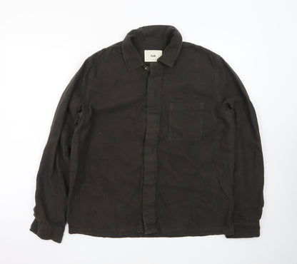 Folk Men’s Brown Cotton Long Sleeve Regular Fit Formal Shirt M
