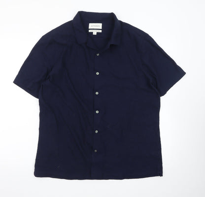 Marks and Spencer Autograph Men's Blue XL Short Sleeve Button-Up Shirt