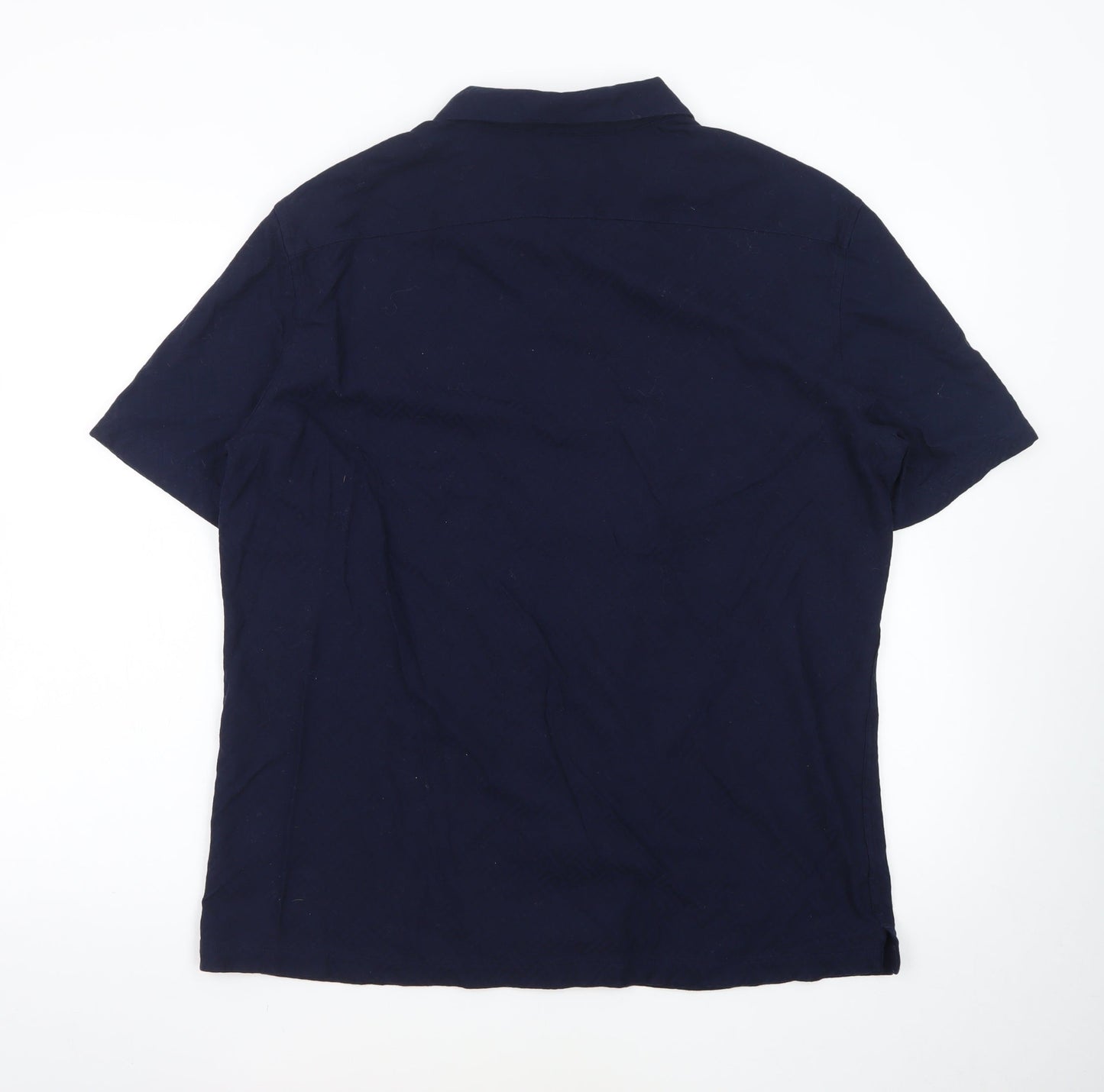 Marks and Spencer Autograph Men's Blue XL Short Sleeve Button-Up Shirt