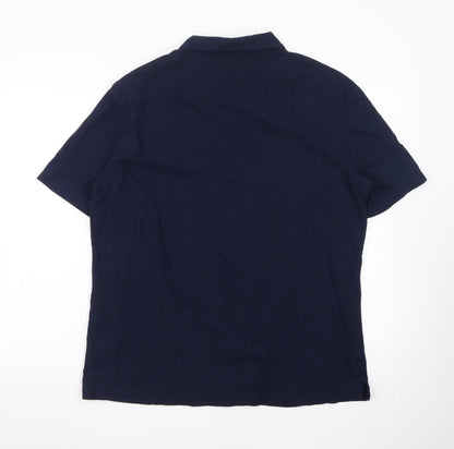Marks and Spencer Autograph Men's Blue XL Short Sleeve Button-Up Shirt