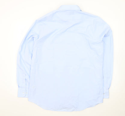 Marks and Spencer Men's Blue Tailored Fit Long Sleeve Dress Shirt 16.5in 42cm