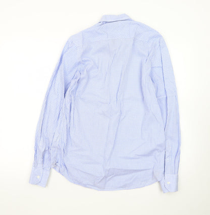 Vedoneire Men's Blue Check Long Sleeve Cotton Dress Shirt Size M
