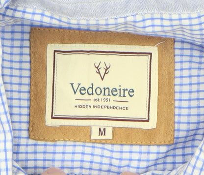 Vedoneire Men's Blue Check Long Sleeve Cotton Dress Shirt Size M