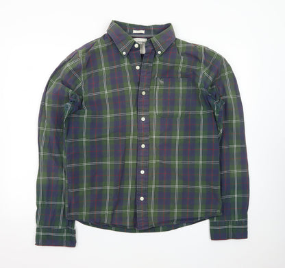 Abercrombie & Fitch Men's Green Check Button-Up Shirt XL