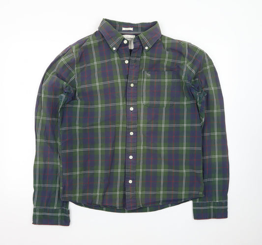 Abercrombie & Fitch Men's Green Check Button-Up Shirt XL