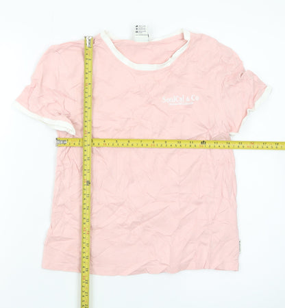 SoulCal & Co Women's Pink Ringer T-Shirt Size 12 Cotton Casual Top