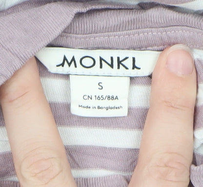 Monki Womens Pink White Striped Long Sleeve Cotton T-Shirt Size S