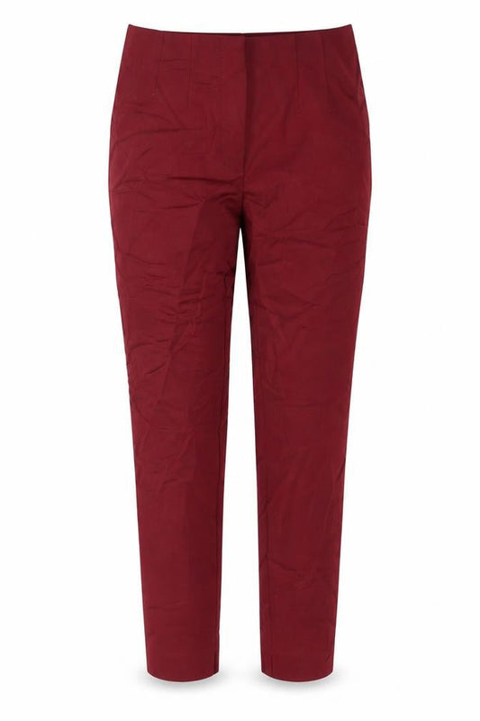 MNG Women Burgundy Slim Trousers Size 8 Cotton Blend