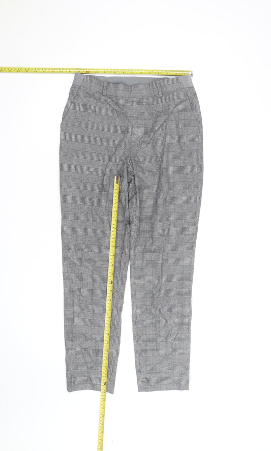 Uniqlo Women's Grey Check Stretch Work Trousers Size 12