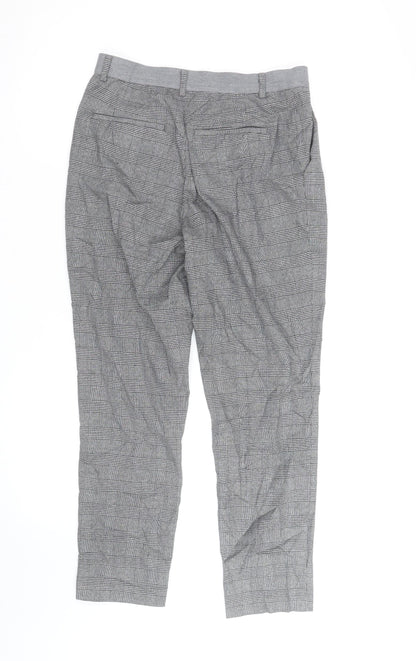 Uniqlo Women's Grey Check Stretch Work Trousers Size 12