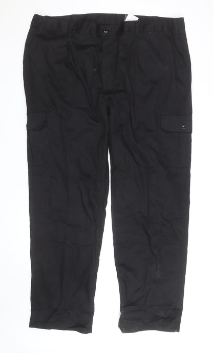 Knight Buck Men's Black Cargo Trousers Size 46 Regular Fit