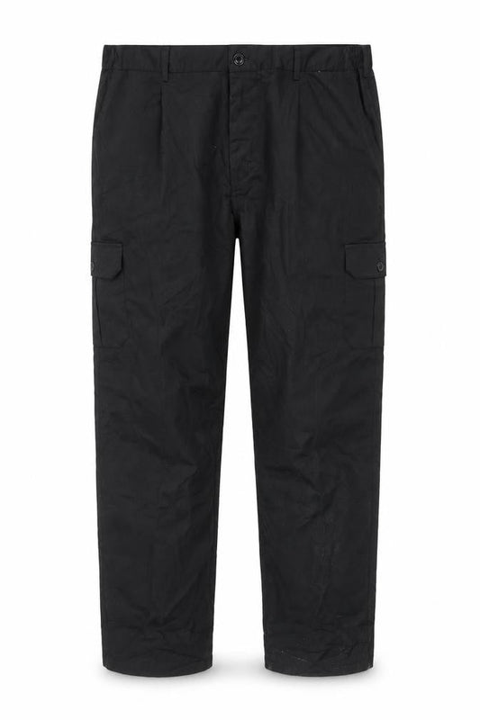 Knight Buck Men's Black Cargo Trousers Size 46 Regular Fit