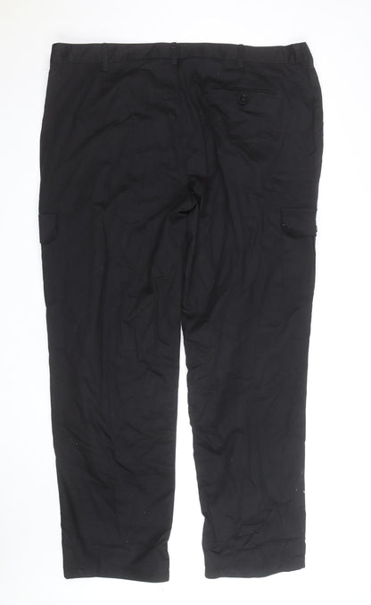Knight Buck Men's Black Cargo Trousers Size 46 Regular Fit