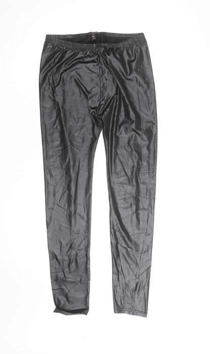 Ged London Women’s Black Faux Leather Leggings Size M Elastic Waist Slim Fit