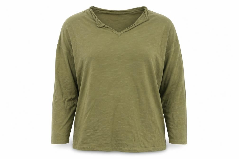 Marks & Spencer Women's Green V-Neck Long Sleeve T-Shirt Size 14