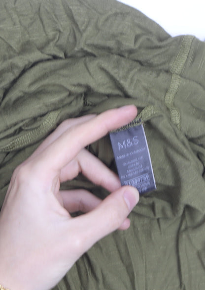 Marks and Spencer Women's Green V-Neck Long Sleeve T-Shirt Size 14