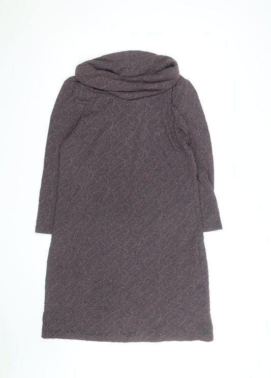 Sisley Women Brown Knit Cowl Neck Shift Dress Size M