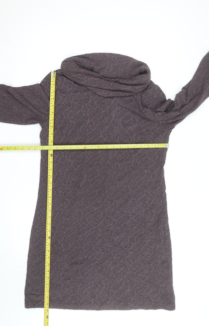Sisley Women Brown Knit Cowl Neck Shift Dress Size M