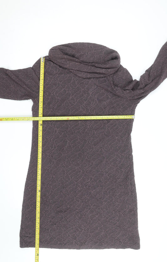 Sisley Women Brown Knit Cowl Neck Shift Dress Size M