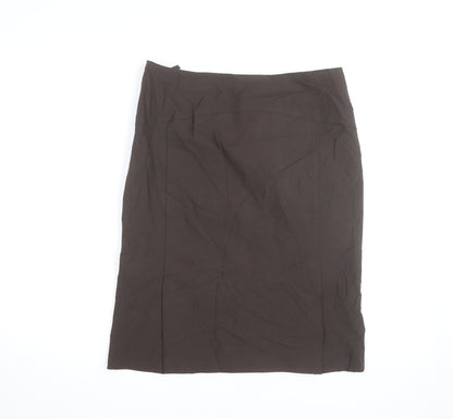 Marks and Spencer Women's Brown Cotton Stretch Pencil Skirt Size 12