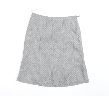 Marks and Spencer Women Grey Wool Blend A-Line Knee Length Skirt UK 12