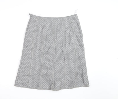 Marks and Spencer Women Grey Wool Blend A-Line Knee Length Skirt UK 12