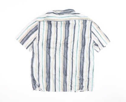 Marks and Spencer Autograph Men's Multicoloured XL Striped Short Sleeve Cotton Shirt