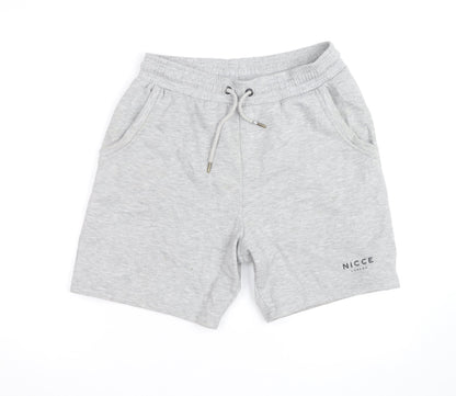 Nicce London Men's Grey Sweat Shorts M Drawstring Elastic Waist