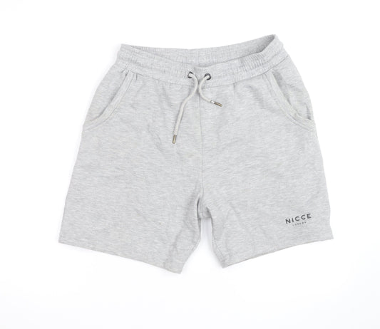 Nicce London Men's Grey Sweat Shorts M Drawstring Elastic Waist