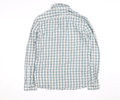 Marks and Spencer Men's Blue Check Regular Fit Cotton Shirt S