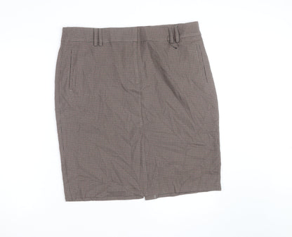 Marks and Spencer Women Brown Check Pencil Skirt Size 18