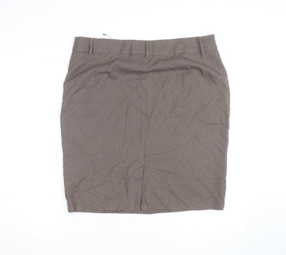 Marks and Spencer Women Brown Check Pencil Skirt Size 18